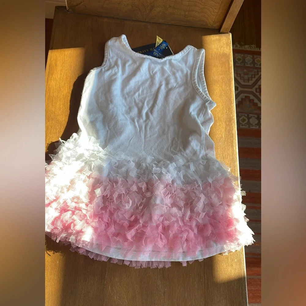 Polo by Ralph Lauren White and Pink Kids Casual Dress - Picture 1 of 3